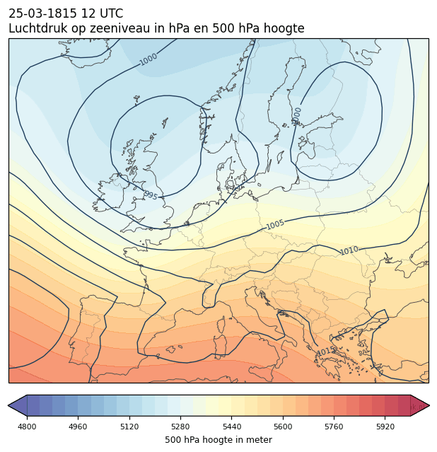 Weerkaart van 25 maart 1815 om 12 UTC