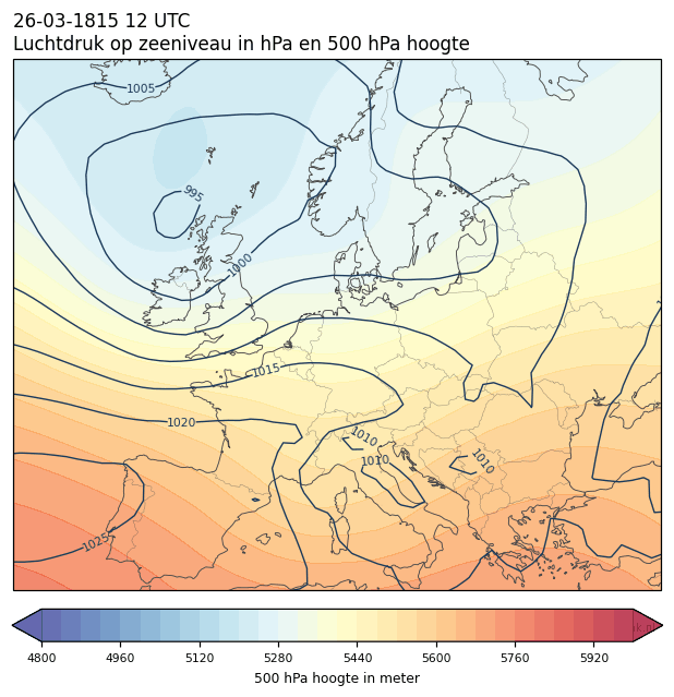 Weerkaart van 26 maart 1815 om 12 UTC