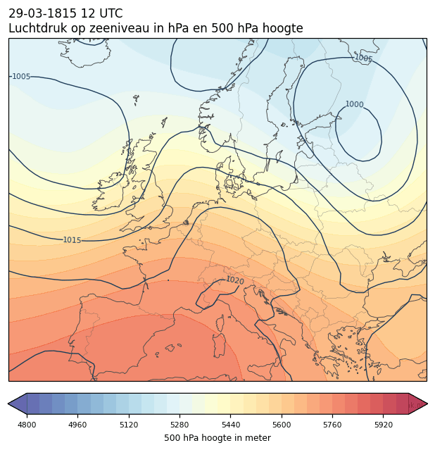 Weerkaart van 29 maart 1815 om 12 UTC