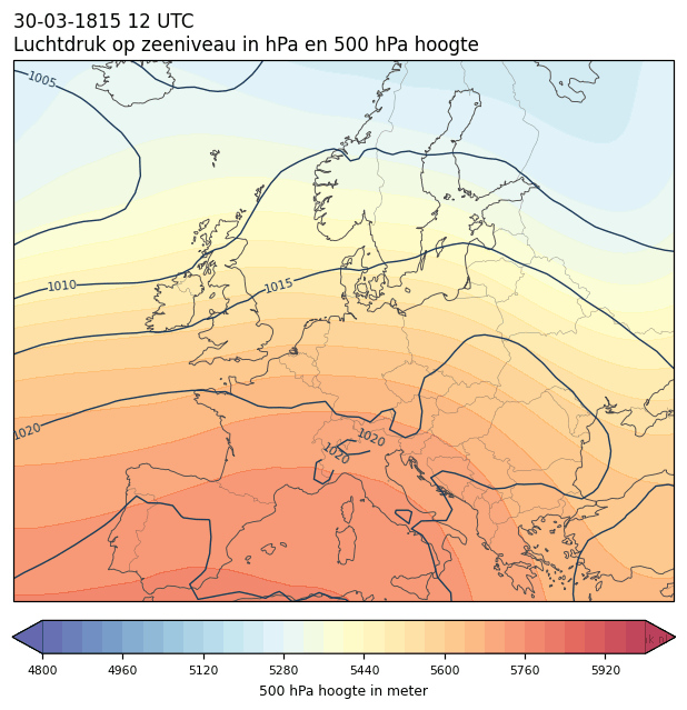 Weerkaart van 30 maart 1815 om 12 UTC