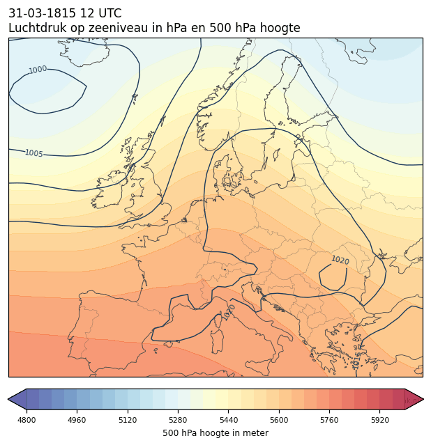 Weerkaart van 31 maart 1815 om 12 UTC