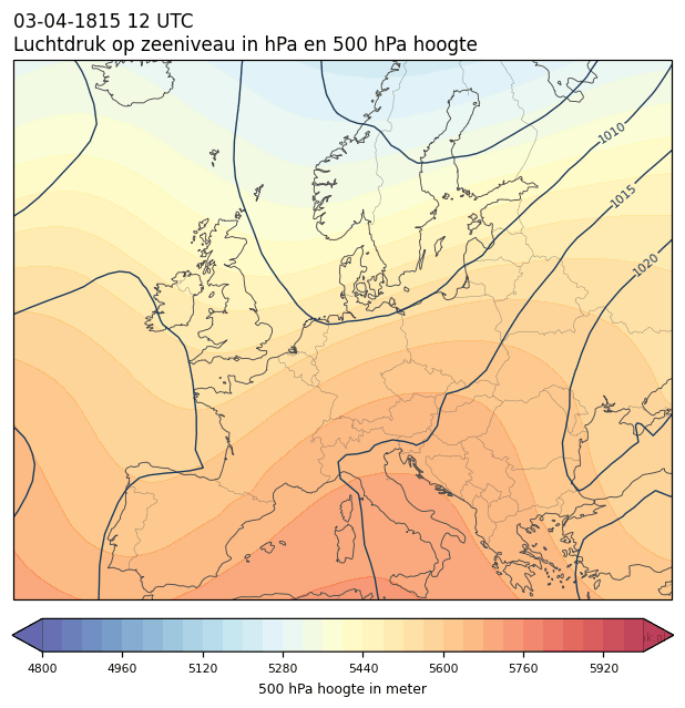 Weerkaart van 3 april 1815 om 12 UTC
