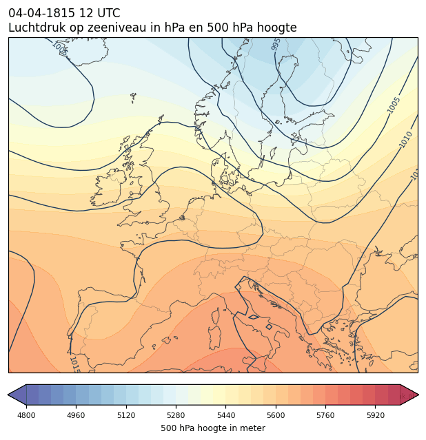 Weerkaart van 4 april 1815 om 12 UTC