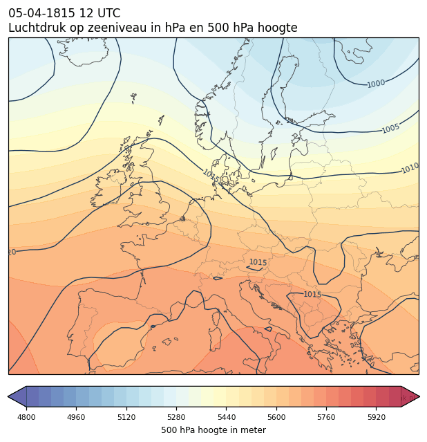 Weerkaart van 5 april 1815 om 12 UTC