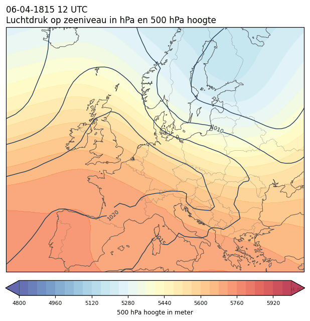 Weerkaart van 6 april 1815 om 12 UTC