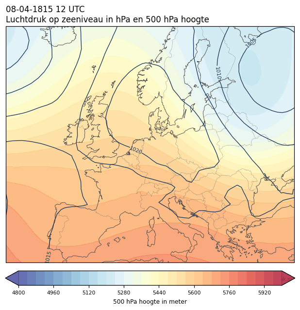 Weerkaart van 8 april 1815 om 12 UTC