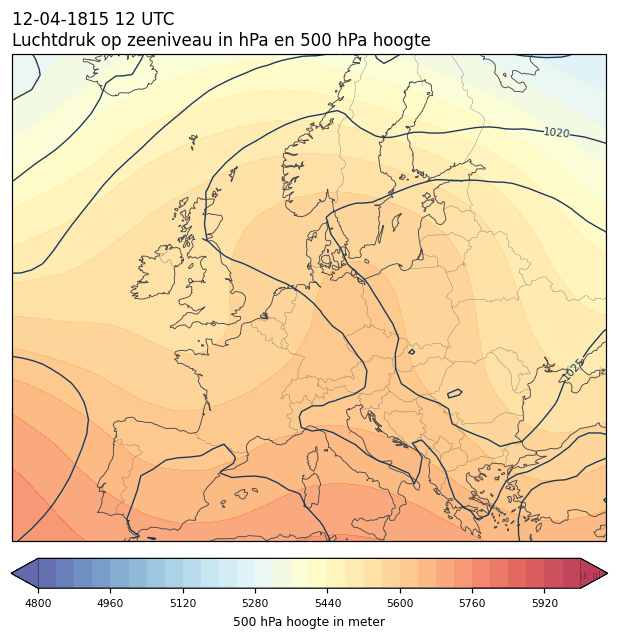 Weerkaart van 12 april 1815 om 12 UTC