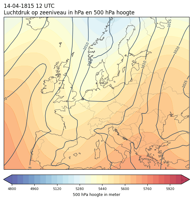 Weerkaart van 14 april 1815 om 12 UTC