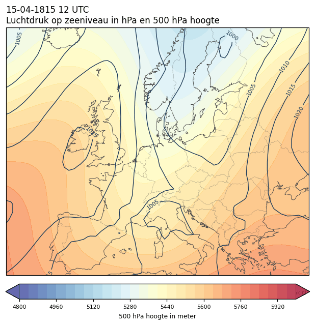 Weerkaart van 15 april 1815 om 12 UTC