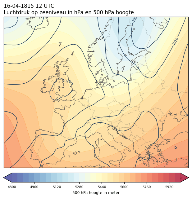 Weerkaart van 16 april 1815 om 12 UTC