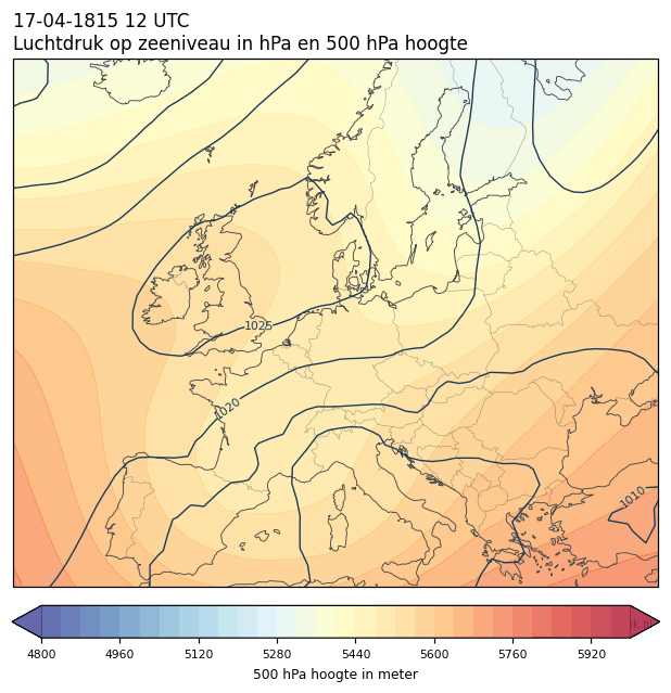 Weerkaart van 17 april 1815 om 12 UTC
