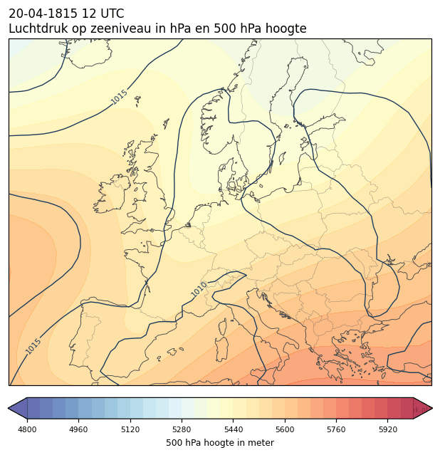 Weerkaart van 20 april 1815 om 12 UTC