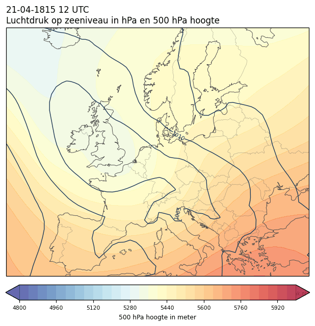Weerkaart van 21 april 1815 om 12 UTC