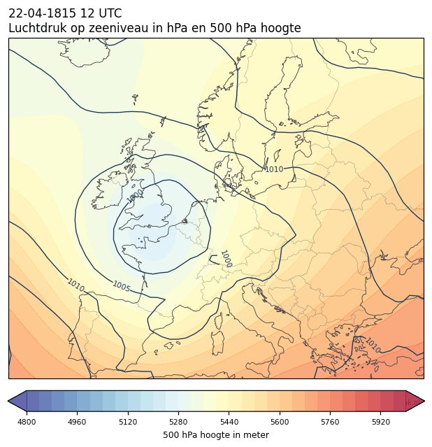 Weerkaart van 22 april 1815 om 12 UTC