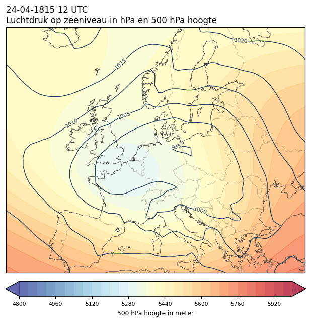 Weerkaart van 24 april 1815 om 12 UTC
