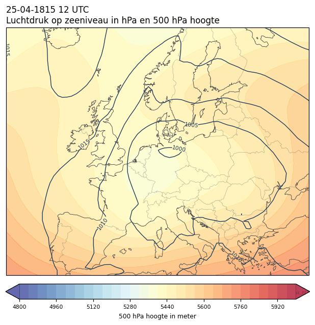 Weerkaart van 25 april 1815 om 12 UTC