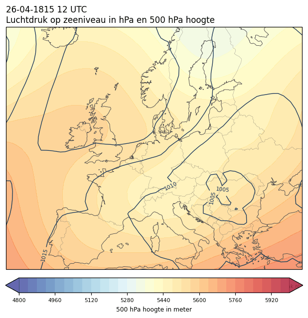 Weerkaart van 26 april 1815 om 12 UTC