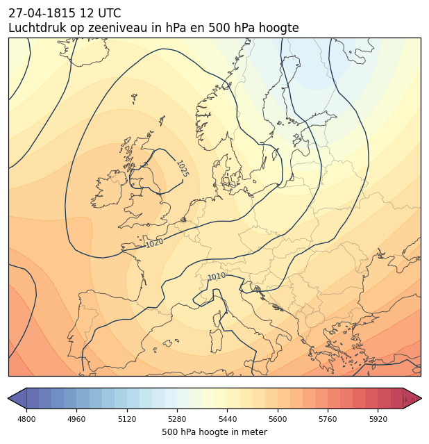 Weerkaart van 27 april 1815 om 12 UTC