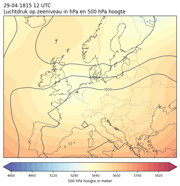 Weerkaart van 29 april 1815 om 12 UTC
