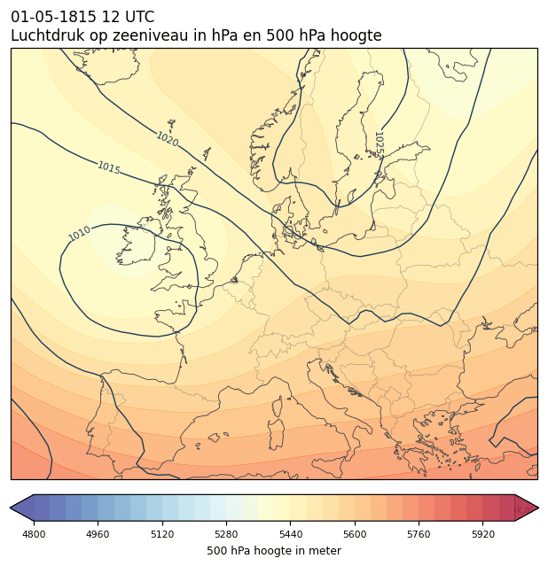 Weerkaart van 1 mei 1815 om 12 UTC