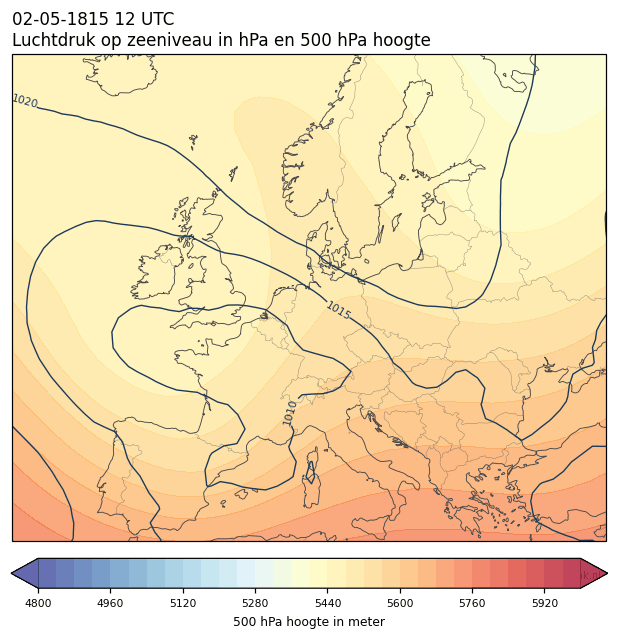 Weerkaart van 2 mei 1815 om 12 UTC