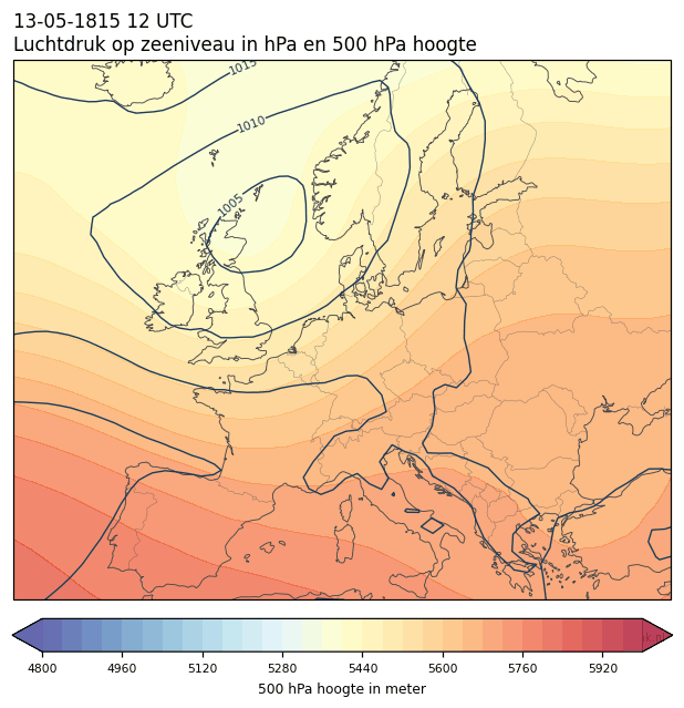 Weerkaart van 13 mei 1815 om 12 UTC