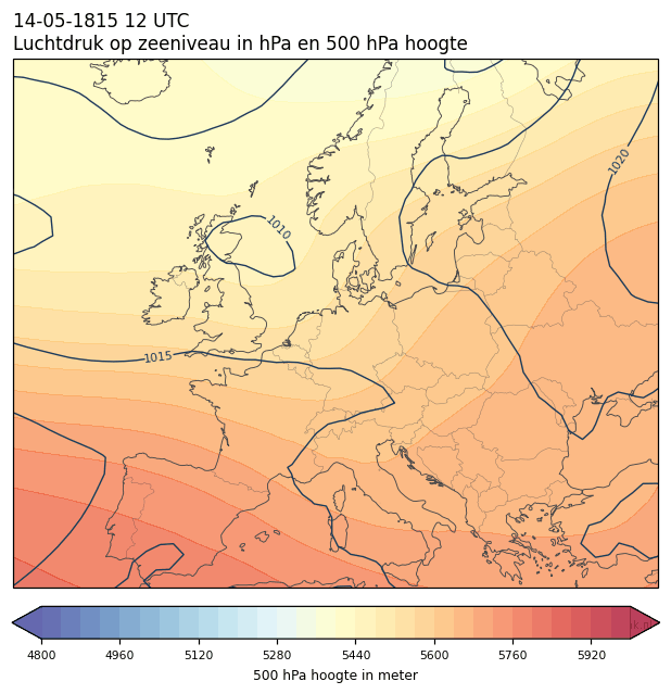 Weerkaart van 14 mei 1815 om 12 UTC