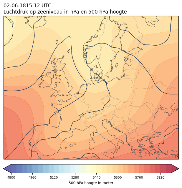 Weerkaart van 2 juni 1815 om 12 UTC