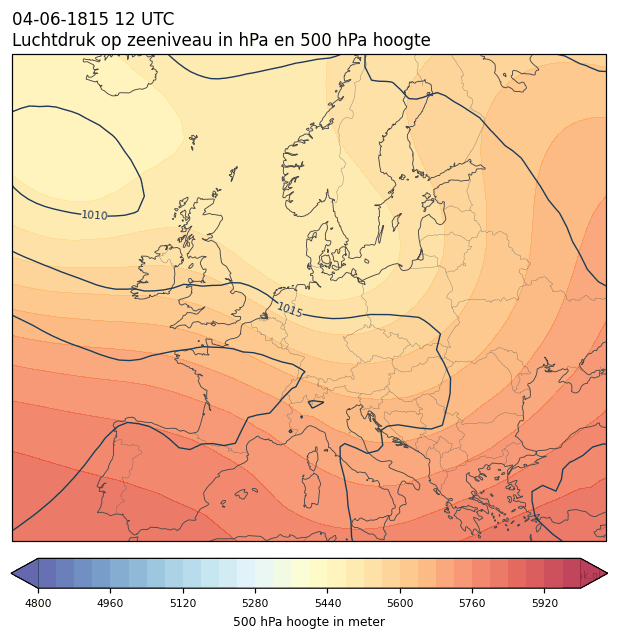Weerkaart van 4 juni 1815 om 12 UTC