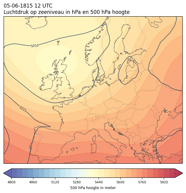 Weerkaart van 5 juni 1815 om 12 UTC