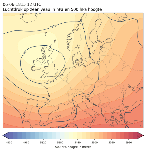 Weerkaart van 6 juni 1815 om 12 UTC