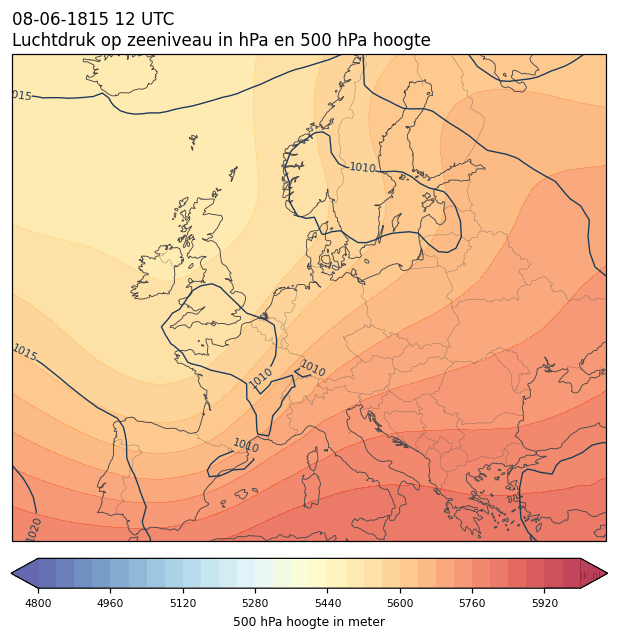 Weerkaart van 8 juni 1815 om 12 UTC