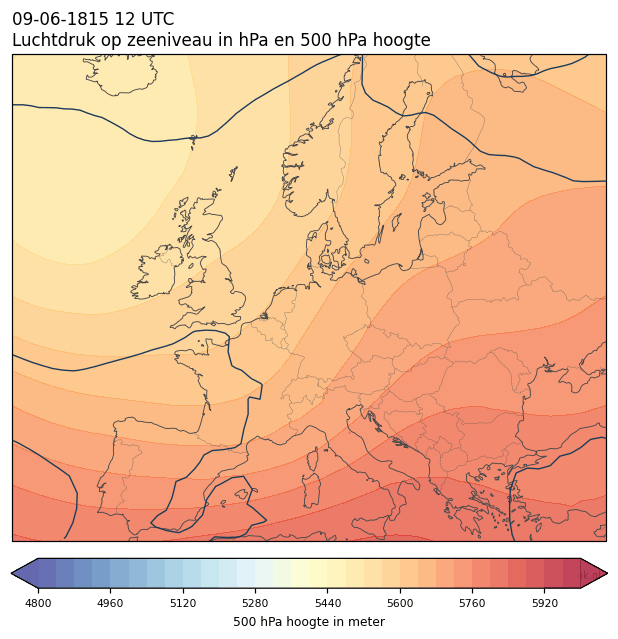Weerkaart van 9 juni 1815 om 12 UTC