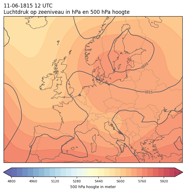 Weerkaart van 11 juni 1815 om 12 UTC