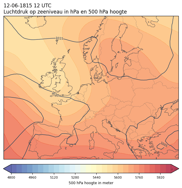 Weerkaart van 12 juni 1815 om 12 UTC