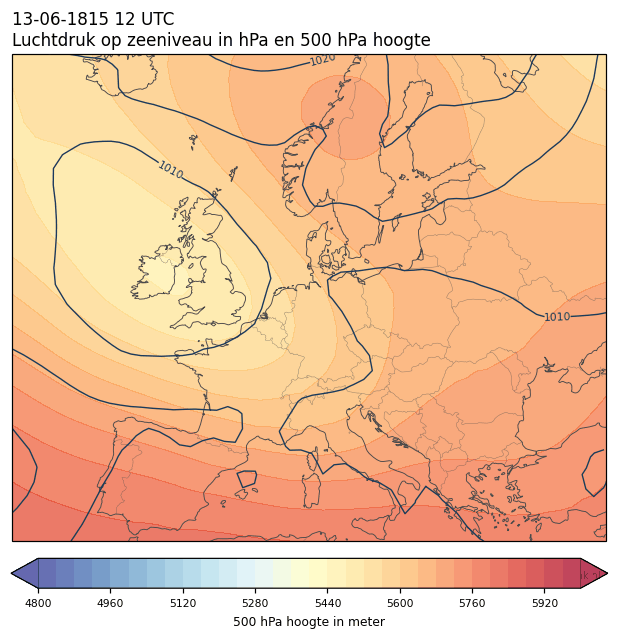Weerkaart van 13 juni 1815 om 12 UTC