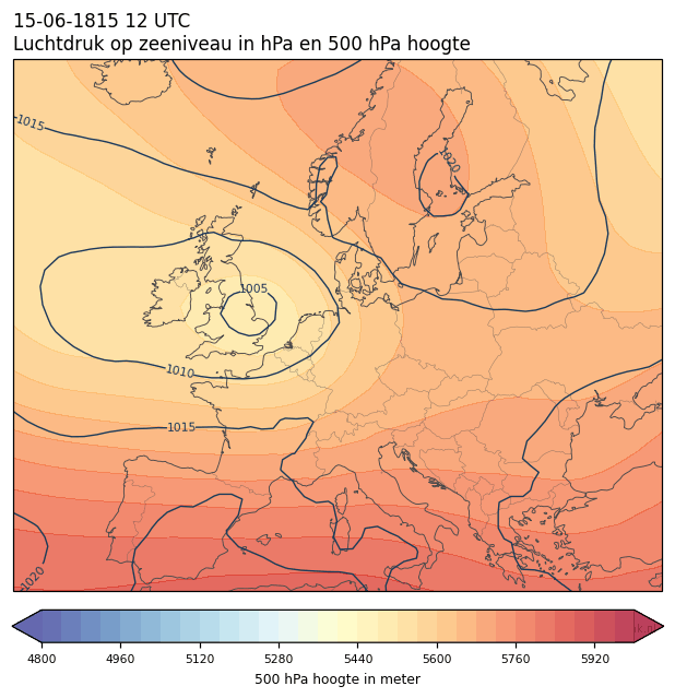 Weerkaart van 15 juni 1815 om 12 UTC