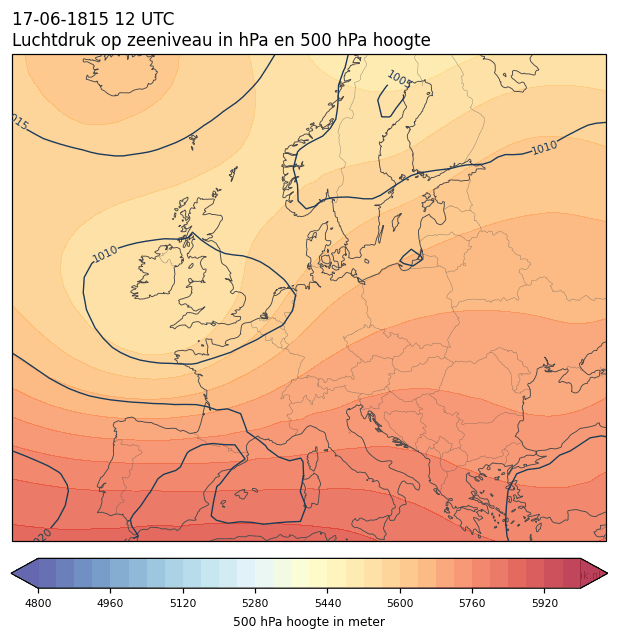 Weerkaart van 17 juni 1815 om 12 UTC