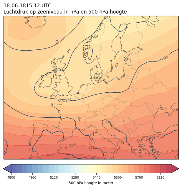 Weerkaart van 18 juni 1815 om 12 UTC