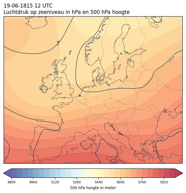 Weerkaart van 19 juni 1815 om 12 UTC