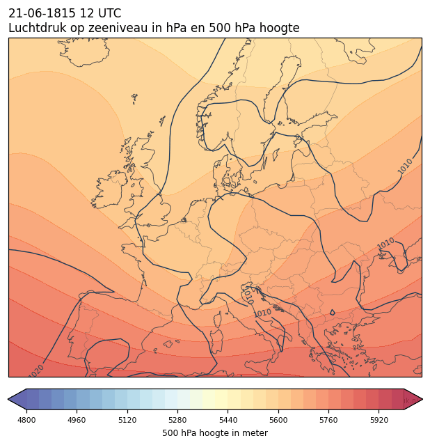 Weerkaart van 21 juni 1815 om 12 UTC