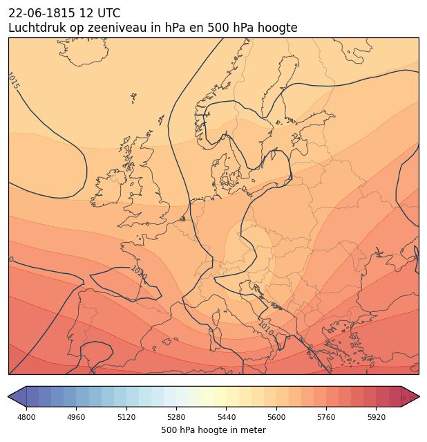 Weerkaart van 22 juni 1815 om 12 UTC