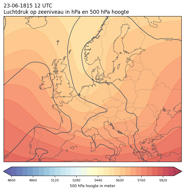 Weerkaart van 23 juni 1815 om 12 UTC