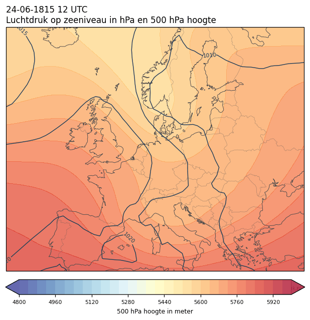 Weerkaart van 24 juni 1815 om 12 UTC