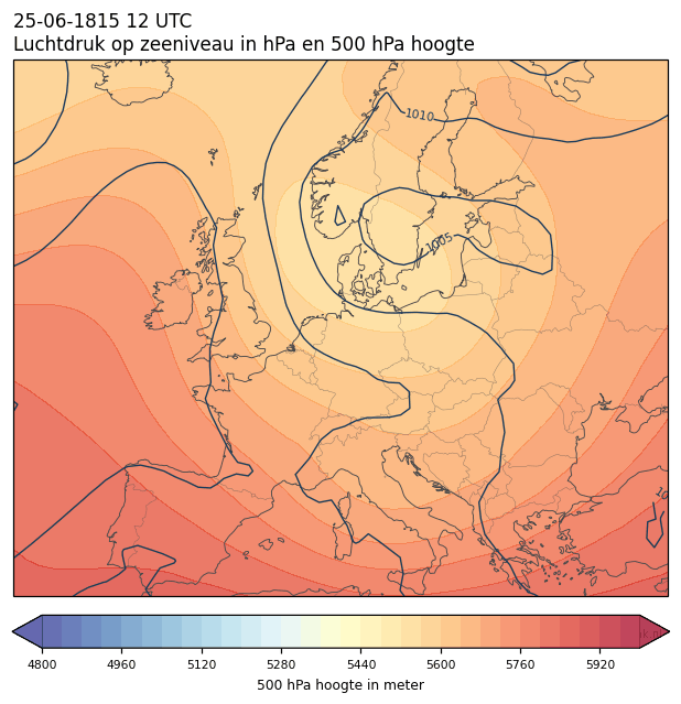 Weerkaart van 25 juni 1815 om 12 UTC
