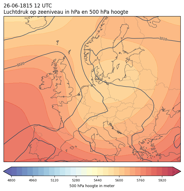 Weerkaart van 26 juni 1815 om 12 UTC
