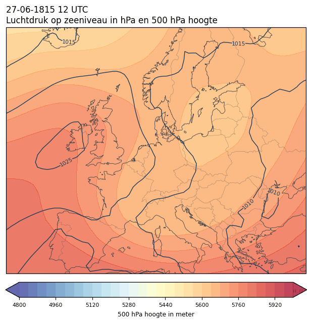 Weerkaart van 27 juni 1815 om 12 UTC
