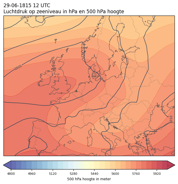 Weerkaart van 29 juni 1815 om 12 UTC