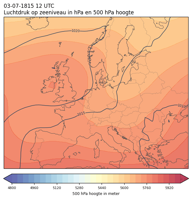 Weerkaart van 3 juli 1815 om 12 UTC