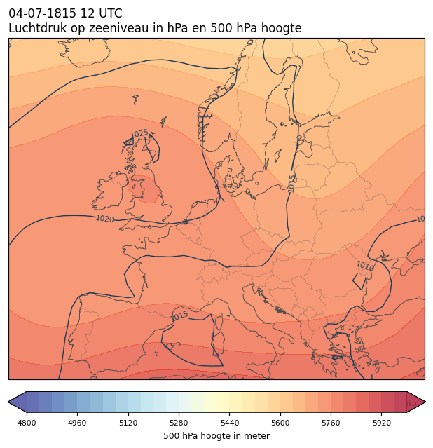 Weerkaart van 4 juli 1815 om 12 UTC